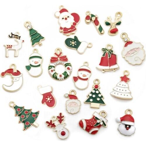 20Pcs Christmas Charms Mixed Pendants DIY Jewely Making Alloy Findings Accessory For Neacklaces Earrings
