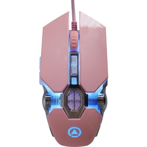 2020 Pink Mouse Game Dedicated Wired Girl Cute Mechanical Game Macro Mute 3200 DPI Mute Office Mouse For PC Desktop Game