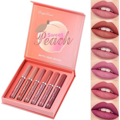 New 6pcs Lip Glaze Lipgloss Set Velvet Matte Lipstick Set Long Lasting Waterproof Lip Gloss Cosmetics Lip Makeup TSLM