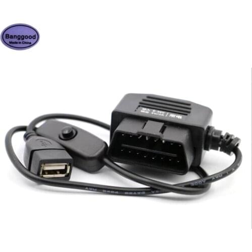 DC 12V-36V to 5V 2A Car Power Inverter USB Female OBD Step Down Charger Adapter Cable Connector Diagnostic Cable Tool DVR GPS