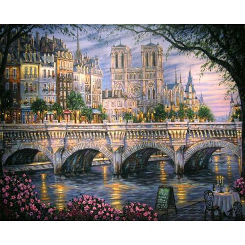 Free shipping classical Thomas river bridge light city scenery canvas prints oil painting printed on canvas decoration picture