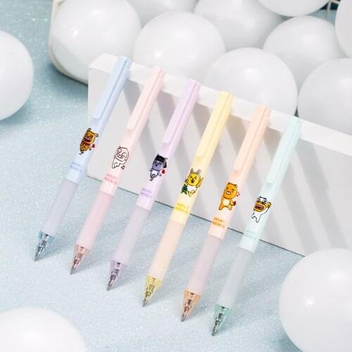 Deli Colored Pens Set 6pcs Cute Kakao Pens for School Things Kawaii Korean Stationery Assortment Marking Pen Prizes for Kids