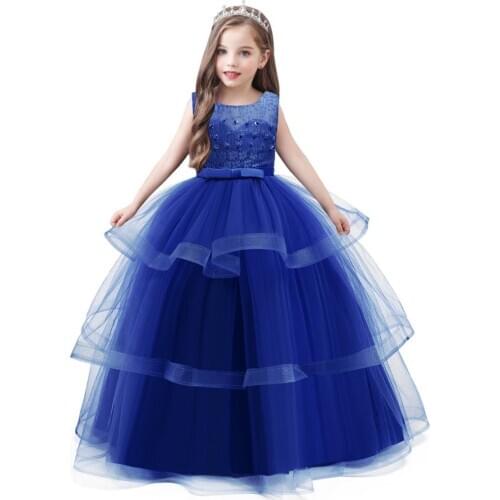 Childrens explosion models fashion big children baby long lace dress childrens catwalk costume princess girl dress