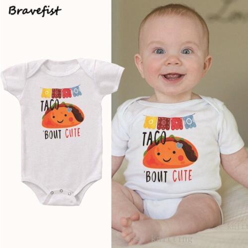 New Taco Bout Cute Baby Bodysuits Lovely Infant Jumpsuits Short Sleeve Children Boys Girls Clothes Kids Outfits Overalls Tees