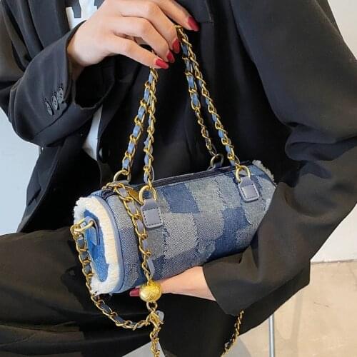 Denim Shoulder Bag Chain Bag for Women Fashion Designer Design Handbag Ladies Casual Zipper Messenger Bag