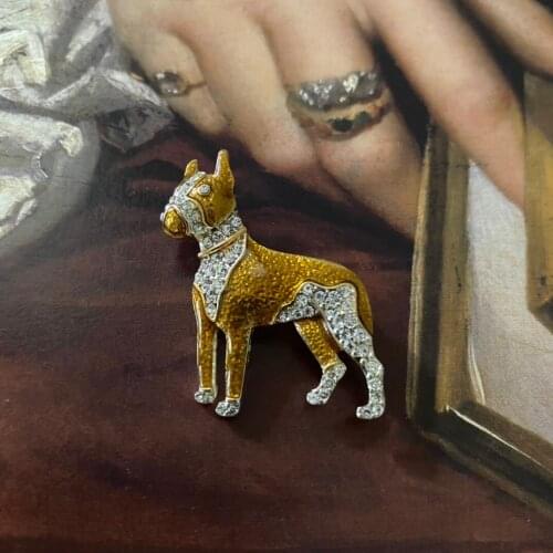 European and American vintage brass diamond inlaid western antique enamel tengu brooch womens fashion luxury jewelry