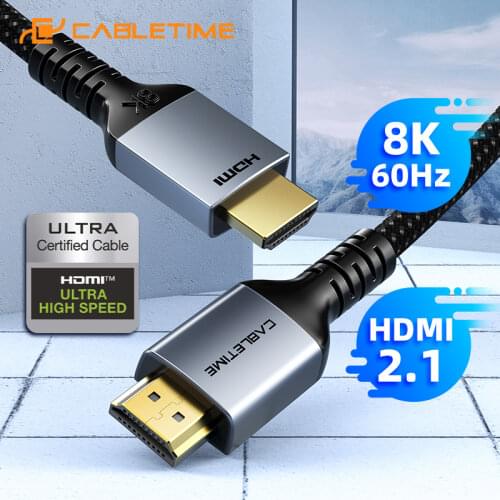 2021 CABLETIME Premium 8K HDMI Cable HDR 8K/60Hz 4K/144Hz Ultra HD for Laptop Macbook Lenovo HDTV LG Sony Video C388