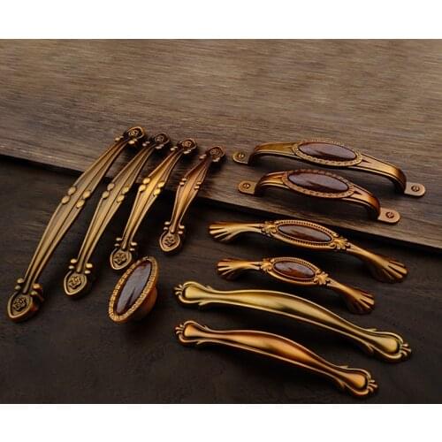Coffee Brown Retro Kitchen Wine Cabinet Door Handle Antique Wardrobe Drawer Knob Ruby Furniture Handle Home Decoration Hardware