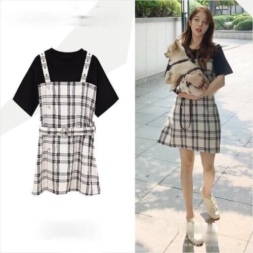 Summer Retro Dress Chic Plus Size Strap Dress Fake Suit Girls Oversize Dress Women Dress