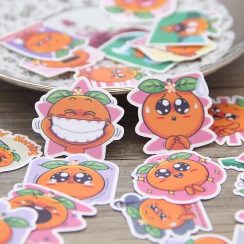 Cute Oranges Fruit Food Expression Waterproof Sticker Pack for DIY Crafting Scrapbook Journal Kids Children Gift Sticky Paper