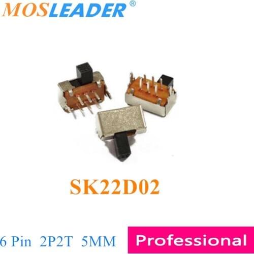 Mosleader 1000pcs SK22D02 6P 6 Pin DIP Double side SK-22D02 5MM handle length Horizontal Slide switch 2P2T Toggle switch