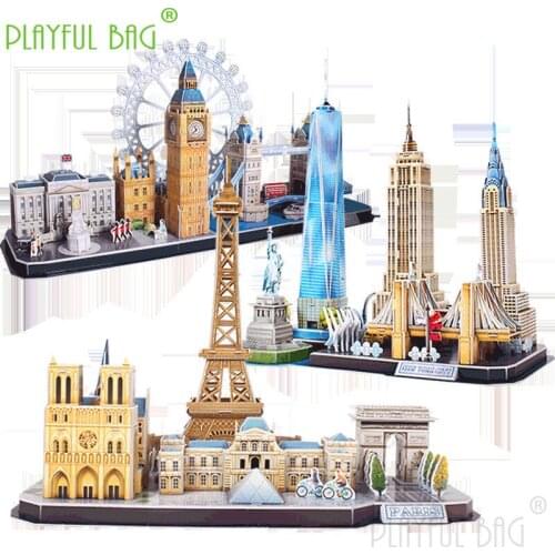 Mosaic block intelligence diy3D three-dimensional puzzle name building model childrens fight insert paper mold ZD28