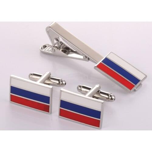 Russia Flag Enamel Pin / Cufflinks / Tie Clip Set