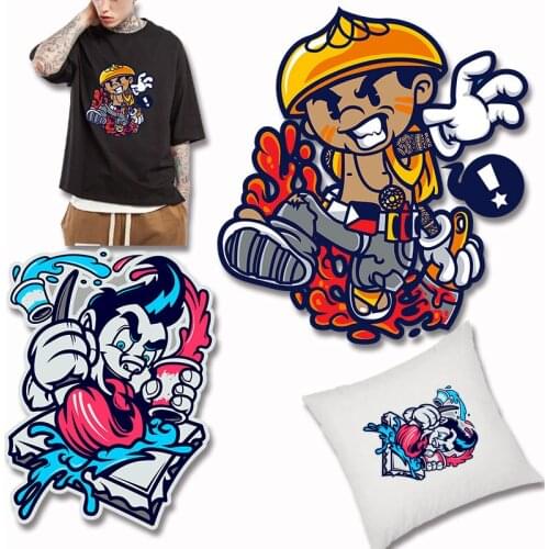 Cartoon character print sticker pattern On T-Shirt Clothing Printing Iron On Transfer Washable Garment Accessories patches