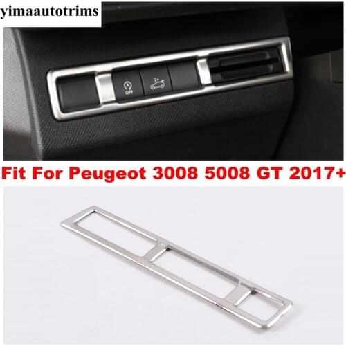 Head Light Lamp Control Switch Button Bezel Cover Trim Stainless Steel Interior Accessories For Peugeot 3008 5008 GT 2017 - 2021