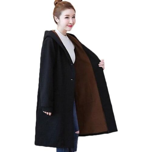 New Plus size women Korean plus velvet Thick Warm Cotton coat Winter Jacket Womens long Loose Hooded Parkas Overcoat 5XL F1189