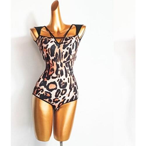2020 New TL726 Latin Dance Dress Women Bodysuit Sleeveless Leopard Design Tops for Ballroom Tango Chacha Dancing Performamnce