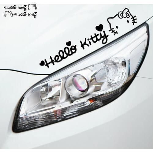 Lovely pink cat Car Stickers Car Light or car hood KT cat Car styling Accessories