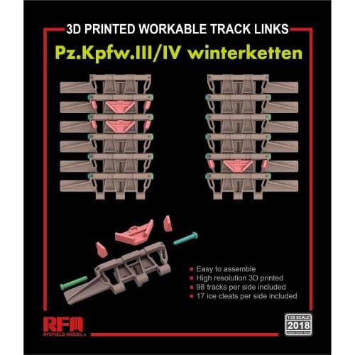 Ryefield RM2018 1/35 Scale 3D PRINTED WORKABLE TRACK LINKS Pz.Kpfw.III/IV winterketten