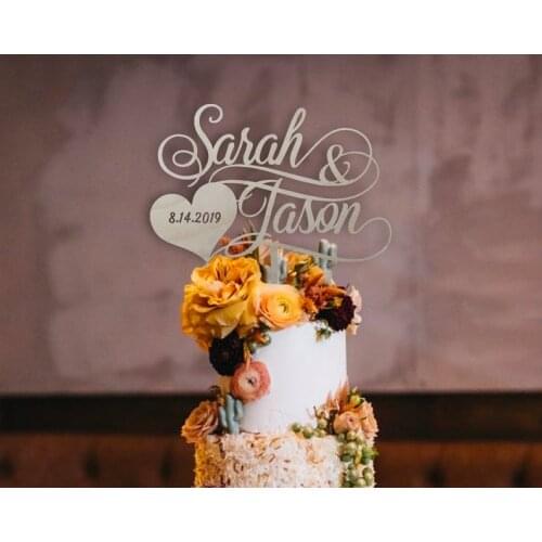 Rustic Wedding Cake Topper, Bride and Groom Wedding Cake Topper, Personalized Wedding Cake Topper, Custom Cake Topper