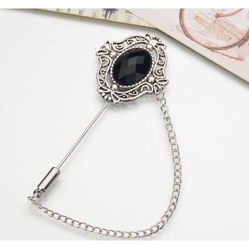 Vintage Unisex Rhinestone Tassel Chain Lapel Brooch Pin Shirt Collar Jewelry New hot
