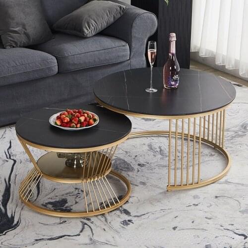 Nordic retractable child-mother coffee table combination living room double-layer circular office creative small coffee table