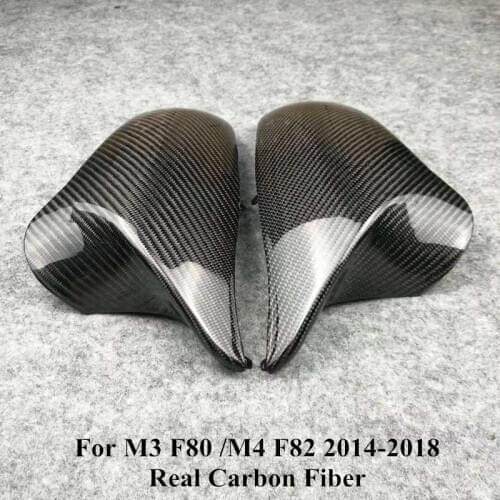 1 Pair Real Carbon Fiber Rear view Mirror Cover For BM-W M3 M4 F80 F82 2014 2015 2016 2017 2018 Car Accessories Side Mirror Caps