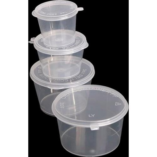 10PCS 25/40/75/100ml Disposable Plastic Takeaway Sauce Cup Containers Food Box With Hinged Lids Small Pigment Paint Box