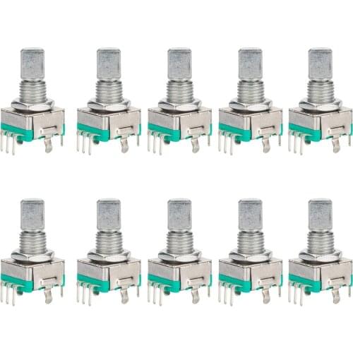 10 Pcs EC11 Rotary Encoder Dode Switch Audio Digital Potentiometer with Switch - 15MM