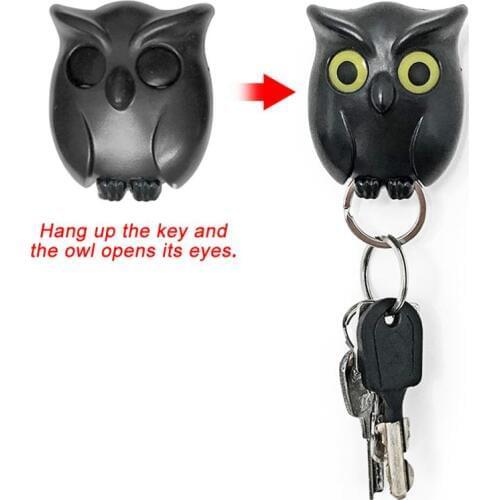 2020 White Coffee Wall Hanging Key Holder Innovative Key Hook Door Hanger Organizer Night Owl Magnetic Storage Rack Holder Home