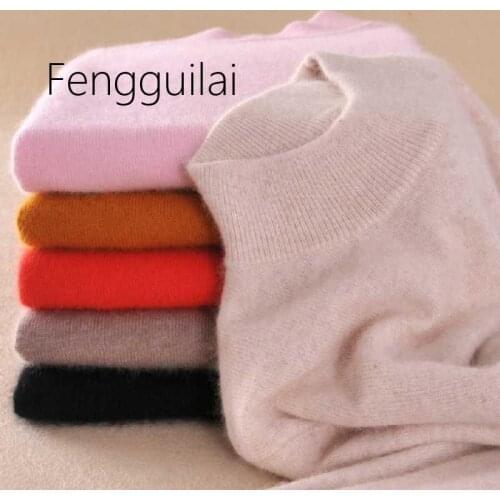 2020 Women Cashmere WooL Blend Sweater And Pullover Long Sleeve Knitted Half Turtleneck Pullover Women Winter Knit-wear Sweater