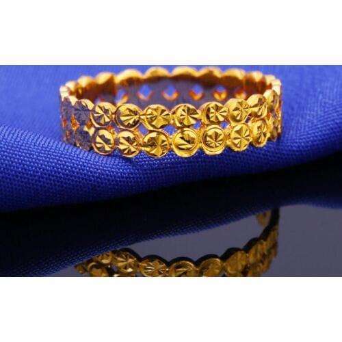Authentic 24k Yellow Gold Ring/ Womens Two Row Coin Ring/ 3g Us Size:6