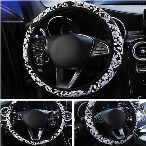14.5-15 Inch Steering Wheel Cover Quality Steering Wheel Cover Elephant Print Knit Fabric -Peugeot 206 Wheel Car Accessories