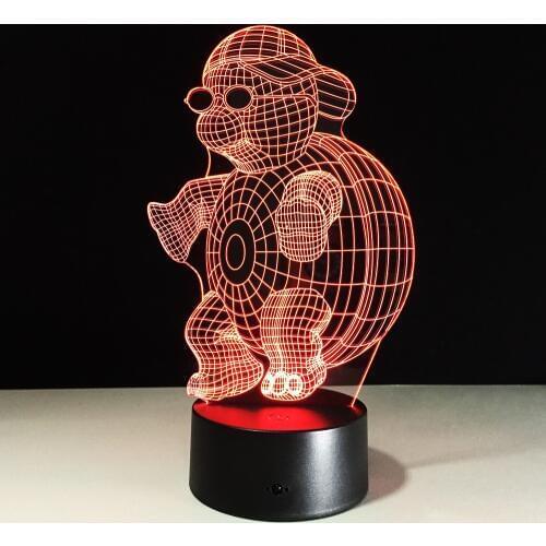 Turtle with Sunglasses 3D LED Night Light Lamp 7 Colors Changing Touch Night Light for Children Gradient Novelty Lighting