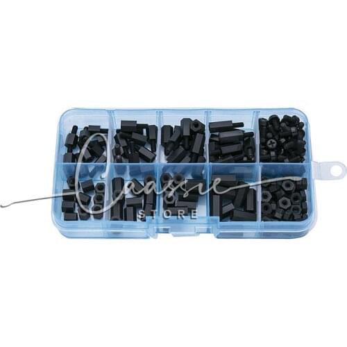180Pcs M2 Black Nylon Spacers Hex Nut Screw Stand-off Plastic Accesories Assortment Kit for FPV Drone Quadcopter Building PC PCB