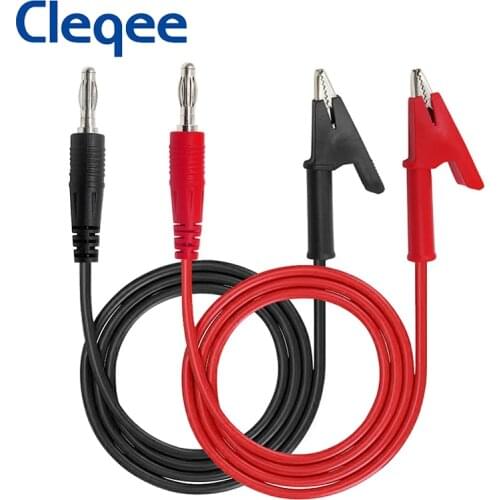 Cleqee P1040 1Set 1M 4mm Banana Plug to Crocodile Alligator Clip Test Probe Lead Wire Cable Test Leads Kits
