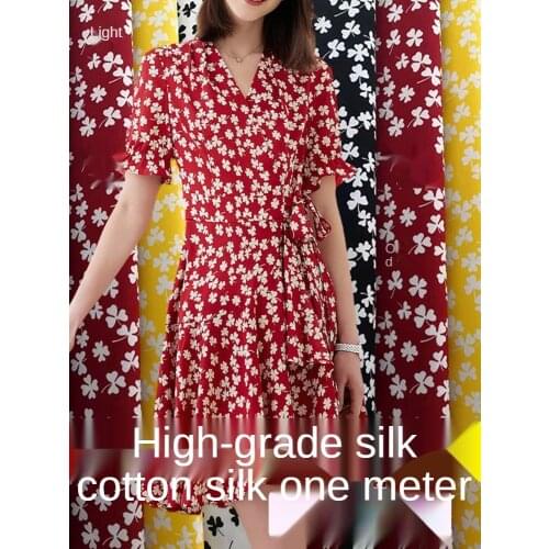 Flower Silk Cotton Fabric By The Meter Per for Children Skirt Dress Skirt Pajamas Daisy Floral Letter Geometric Printed Cloth