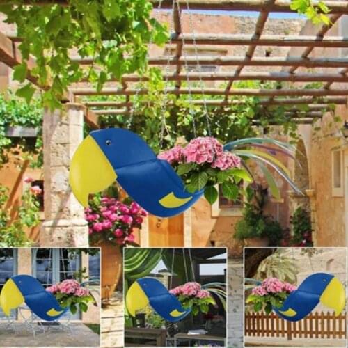 Parrot Flowerpot Simulation Animal Wrought Iron Hanging Decoration for Indoor Outdoor Bird Feeders