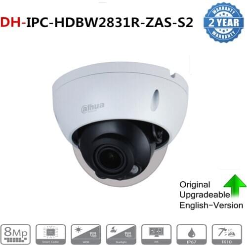 Dahua IPC-HDBW2831R-ZAS-S2 8MP 2.7mm–13.5mm Motorized zoom Lens built-in SD Card Slot Audio Alarm interface IR 60M poe camera