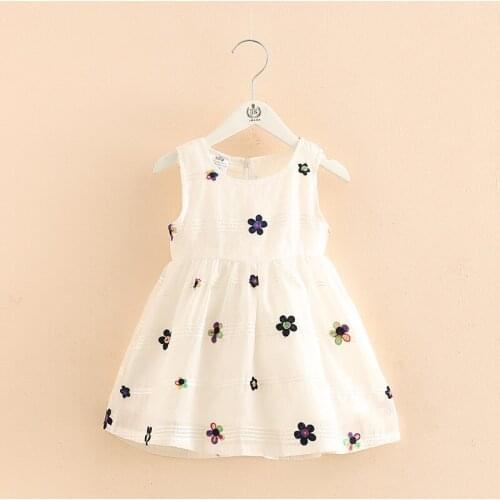 Baby Vest Dress Womens 2021 Summer New Girls' Childrens Wear Childrens Round neck Sleeveless White Princess Skirt