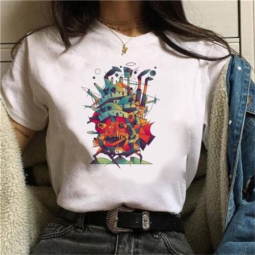 Howls Moving Castle T-shirts Graphic Tee Harajuku Tee Shirt Anime T-shirt Summer Kawaii Clothing Tops New Modal Women Clothes