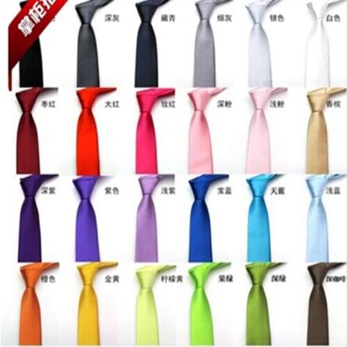 5 cm 24colors in stock mens regular sized neck ties imitate silk solid color plain wedding necktie lenth Free Shipping