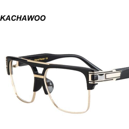 Kachawoo wholesale 6pcs half frame eyeglasses men black gold frame clear lens retro square glasses for women accessories 2018