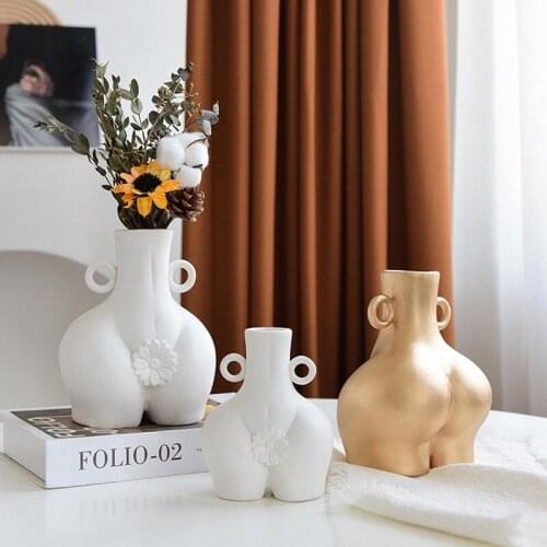 Ceramic Vase Handicraft Ornaments Female Body Art Vases Home Decoration Living Room Arrangement White Tabletop Vase