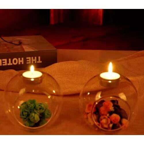 Hot Sale Romantic Wedding Dinner Decor Classic Crystal Transparent Glass Hanging Candle Holder Candlestick Bar Party Home Decor