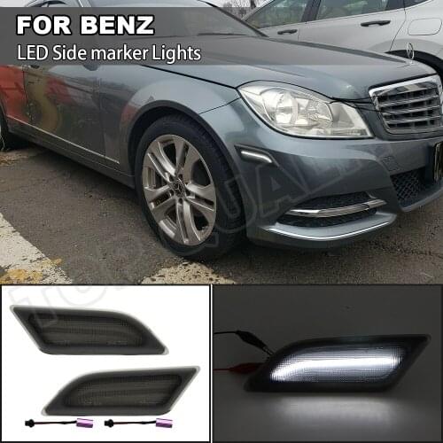 2PCS 5W Smoked Clear Lens Left+Right Car LED Side Marker Light Lamp White For Benz W204 2012 2013 2014 Error Free LED Lamp