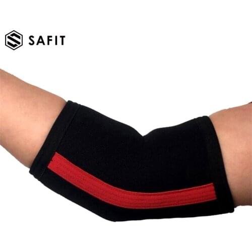SaFit Elbow Support brace Sleeve Compression Neoprene 5mm for Powerlifting, Weightlifting, Bench & Tendonitis ,sold as a pair