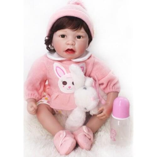 20 Inch 50cm Reborn Baby Doll Reality Touch Soft Cotton Body Cute Girl Brown Eyes Bebe Toy Childrens Gifts Playmates Kids Toys
