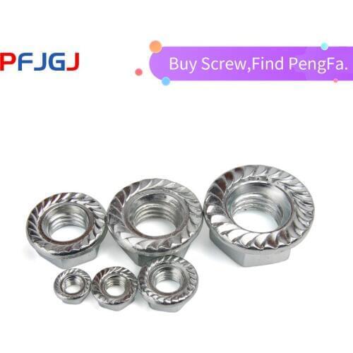 Peng Fa Metric British GB6177 Galvanized Hexagonal Flange Nut M4 M5 M6 M8High Quality galvanized flange face toothed lock nut