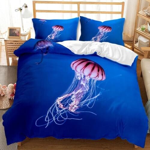 Sea Animal Ocean Jellyfish 3D Print Comforter Bedding Sets Queen Twin Single Size Duvet Cover Set Pillowcase Home Textile Luxury